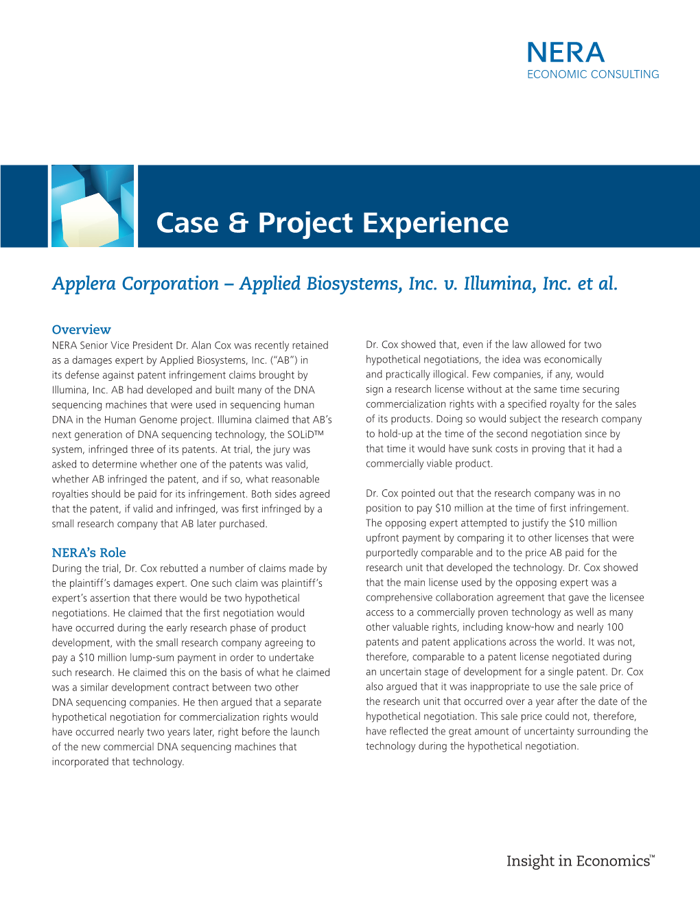 Case & Project Experience Applera