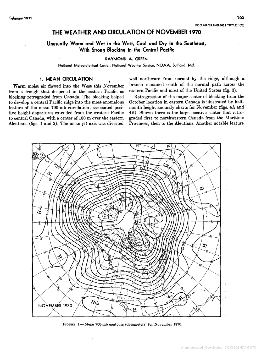 The Weather and Circulation of November 1970