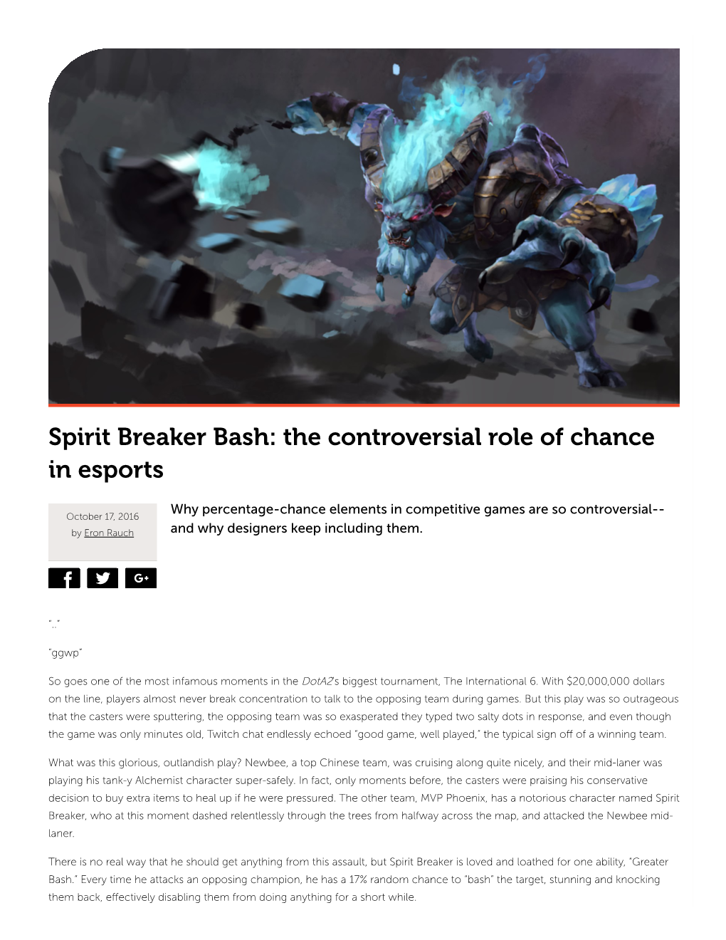 Spirit Breaker Bash: the Controversial Role of Chance in Esports