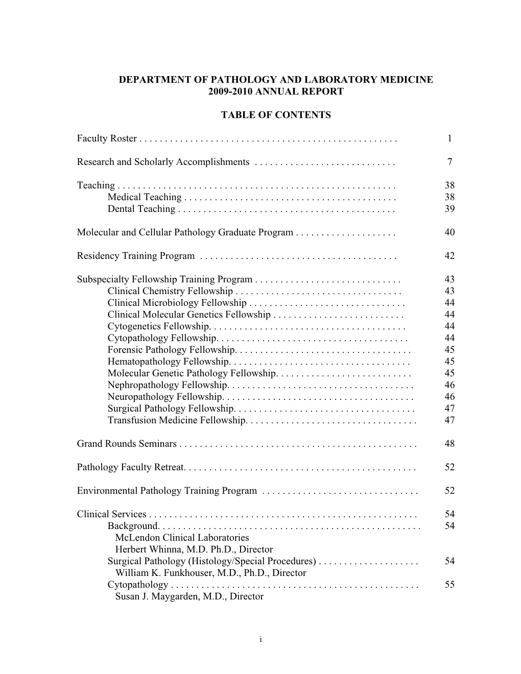 Annual Report of the Department of Pathology & Laboratory Medicine