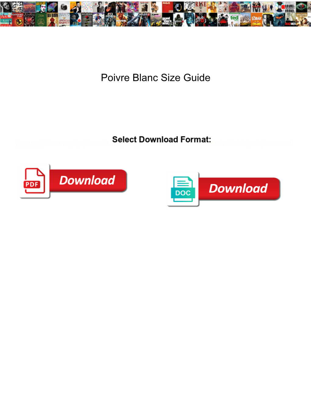 Poivre Blanc Size Guide