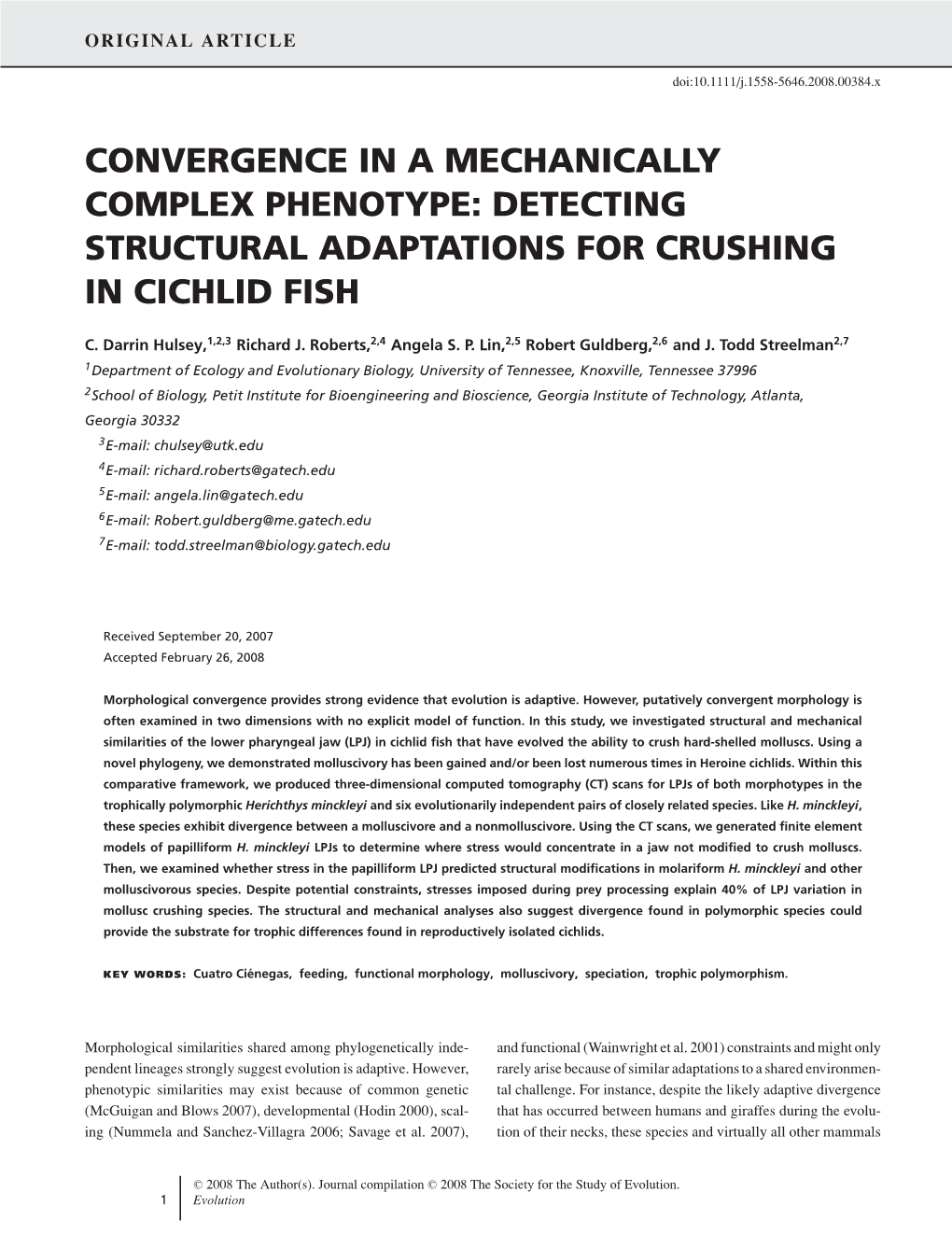 Detecting Structural Adaptations for Crushing in Cichlid Fish