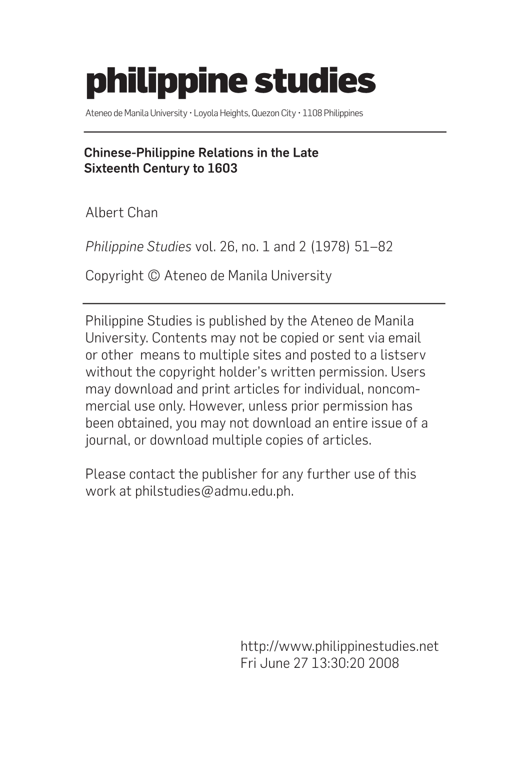 Chinese-Philippine Relations in the Late Sixteenth Century to 1603