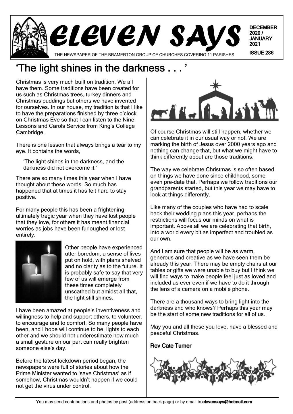 ELEVEN SAYS the NEWSPAPER of the BRAMERTON GROUP of CHURCHES COVERING 11 PARISHES ISSUE 286 ‘The Light Shines in the Darkness