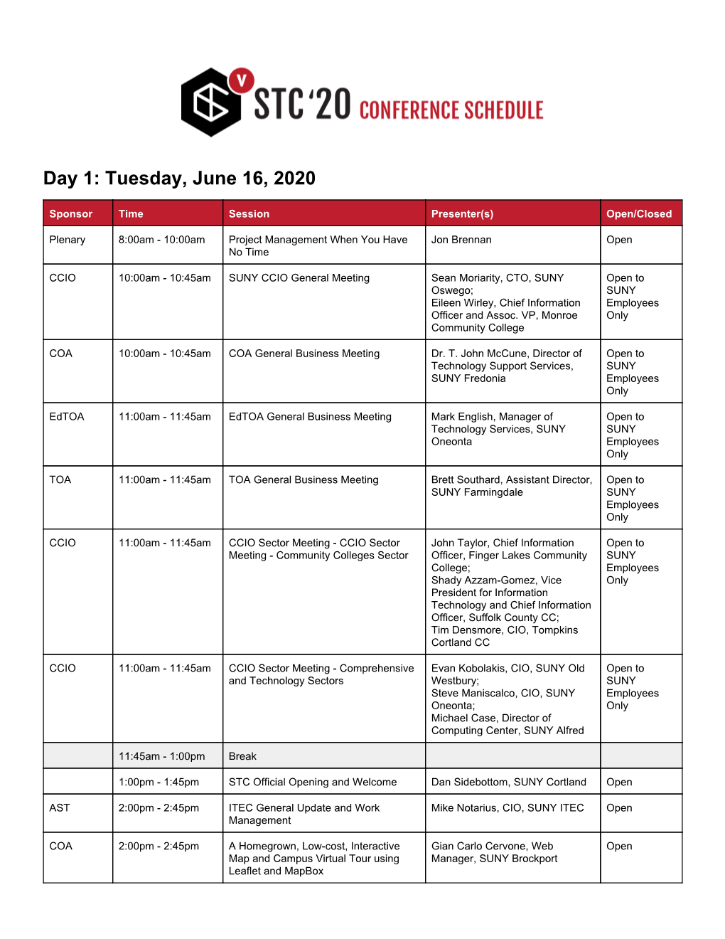 Download the Full STC 2020 Schedule (Pdf)