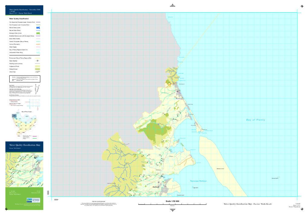 Water Quality Classification - November 2008 0 0 0 0 0 0 0 0 1:50 000 E E Sheet T/U13 - Paeroa/Waihi Beach 6430000N 6430000N