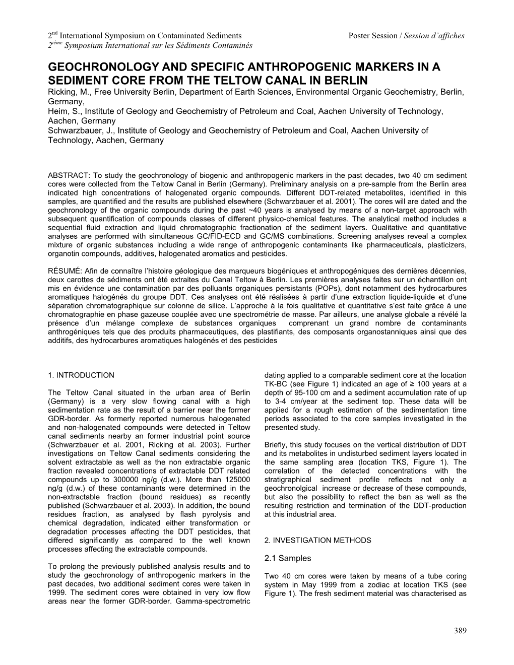 Geochronology and Specific Anthropogenic Markers in A