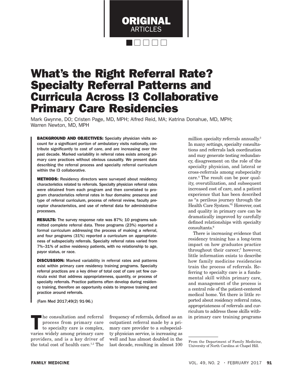 Specialty Referral Patterns and Curricula Across I3 Collaborative