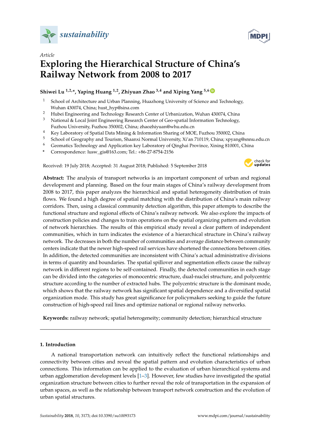 Exploring the Hierarchical Structure of China's Railway Network from 2008