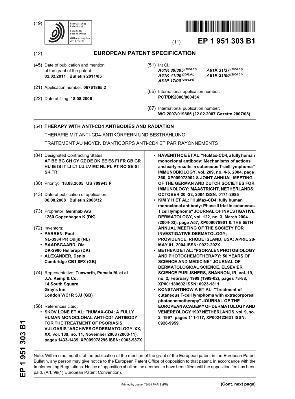 Therapy with Anti-Cd4 Antibodies and Radiation Therapie Mit Anti-Cd4-Antikörpern Und Bestrahlung Traitement Au Moyen D’Anticorps Anti-Cd4 Et Par Rayonnements