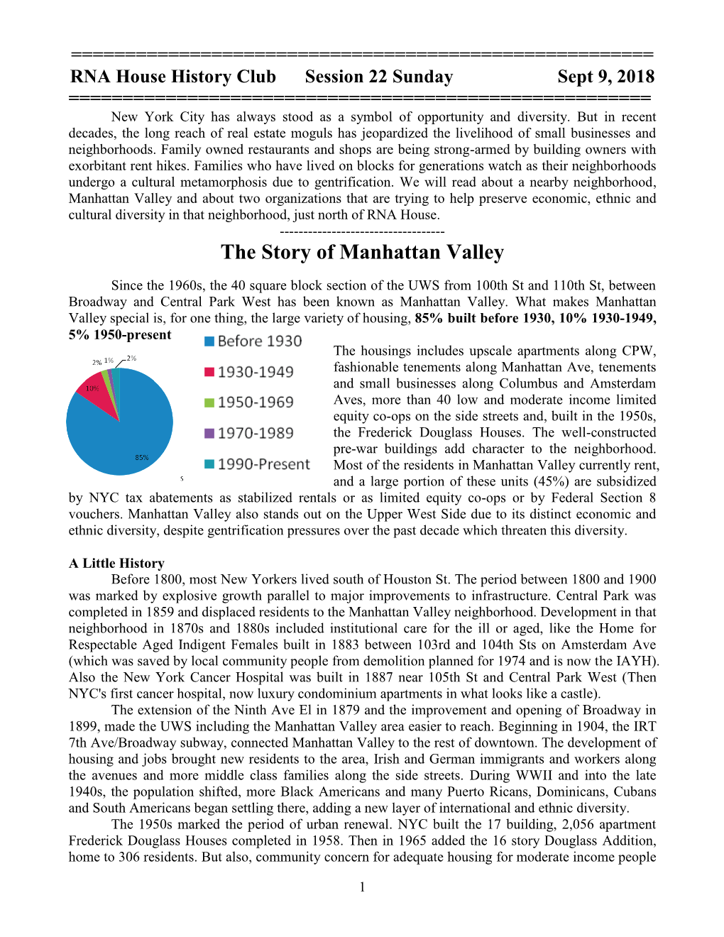 The Story of Manhattan Valley