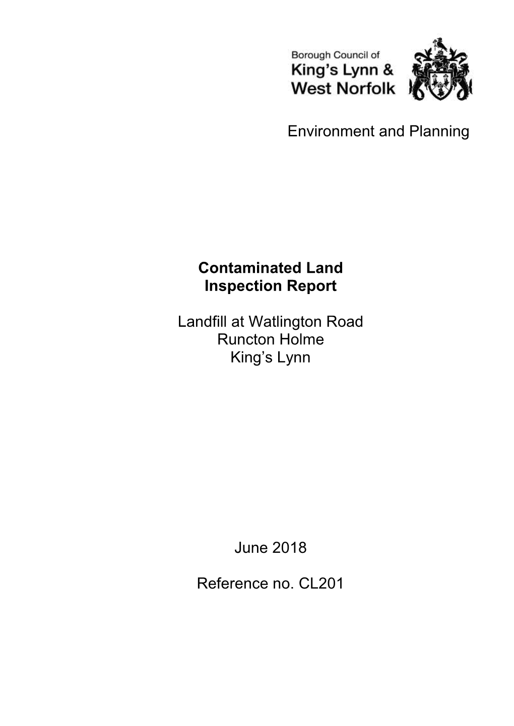 Watlington Road Contaminated Land Inspection Report