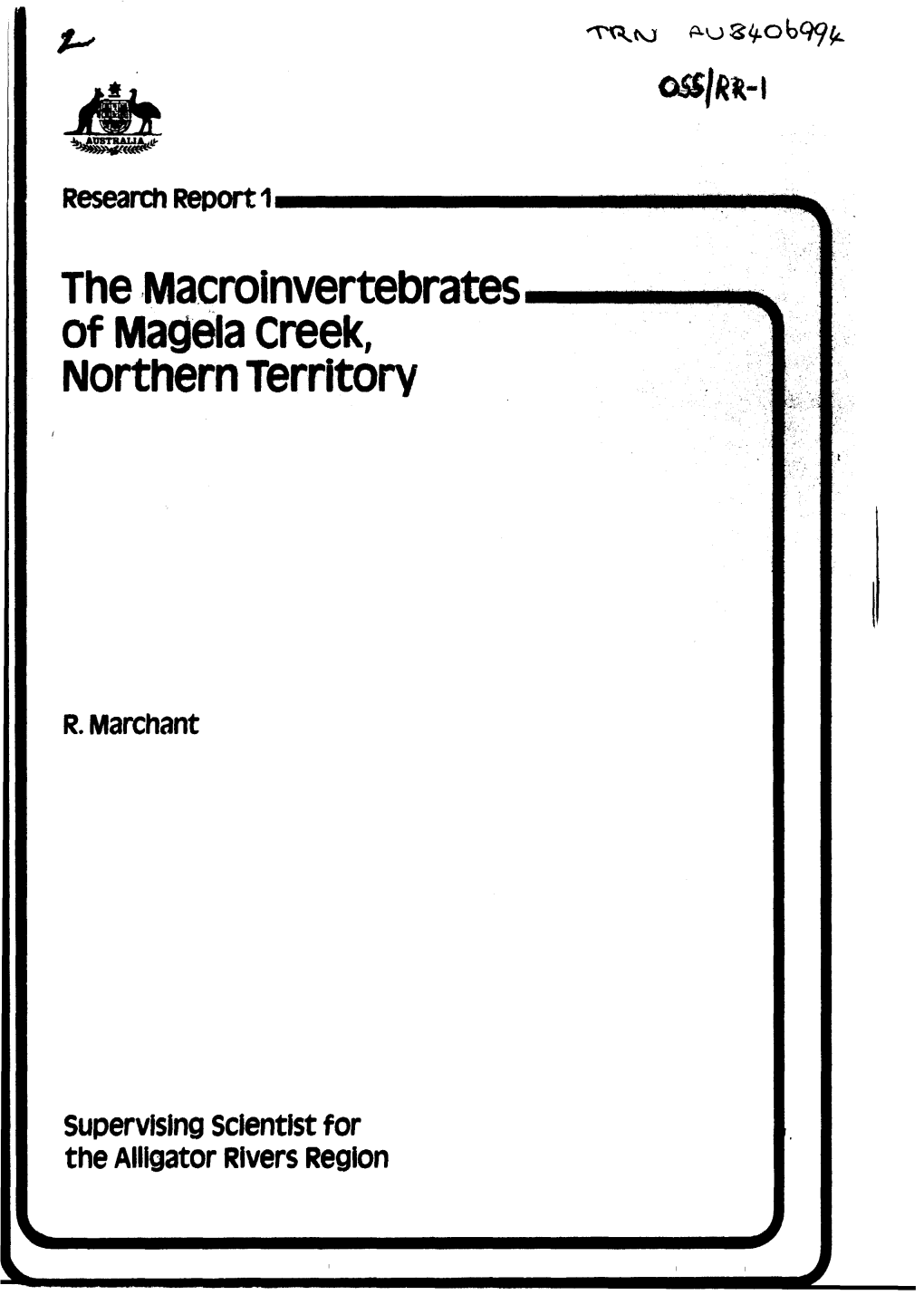 The Macroinvertebrates of Magela Creek, Northern Territory