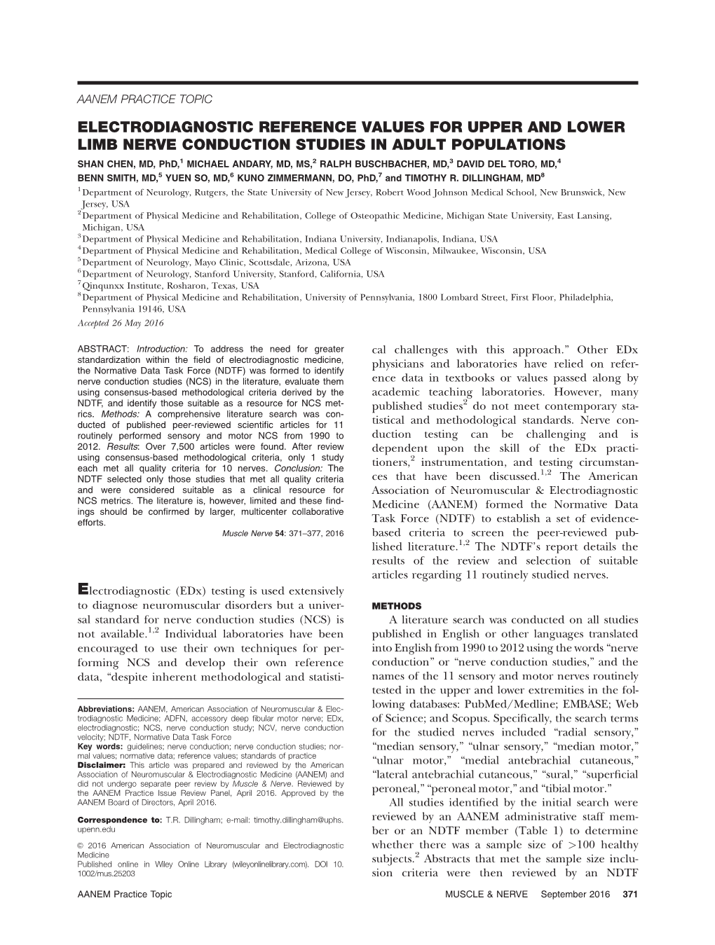 Electrodiagnostic Reference Values for Upper and Lower Limb Nerve