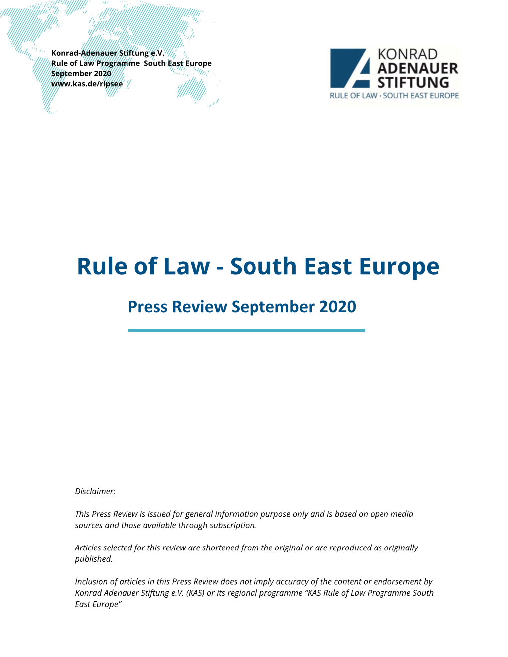 Rule of Law Programme South East Europe September 2020