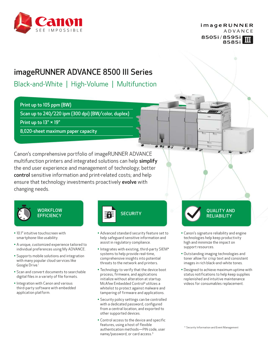 Imagerunner ADVANCE 8500I III Series Brochure