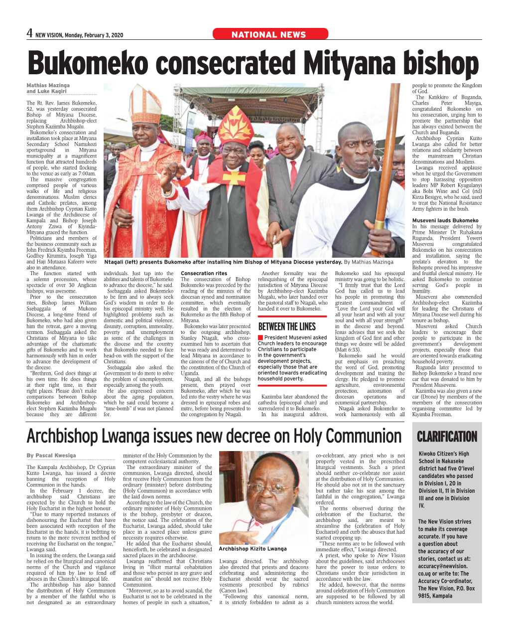 Bukomeko Consecrated Mityana Bishop Mathias Mazinga People to Promote the Kingdom and Luke Kagiri of God