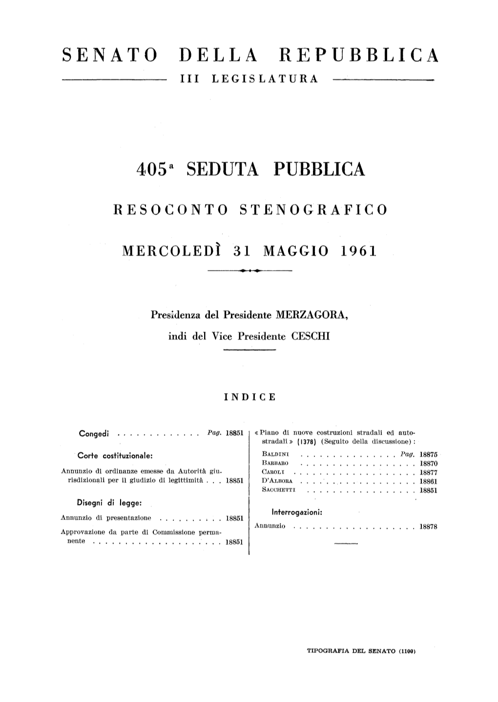 Senato Della Repubblica Iii Legislatura