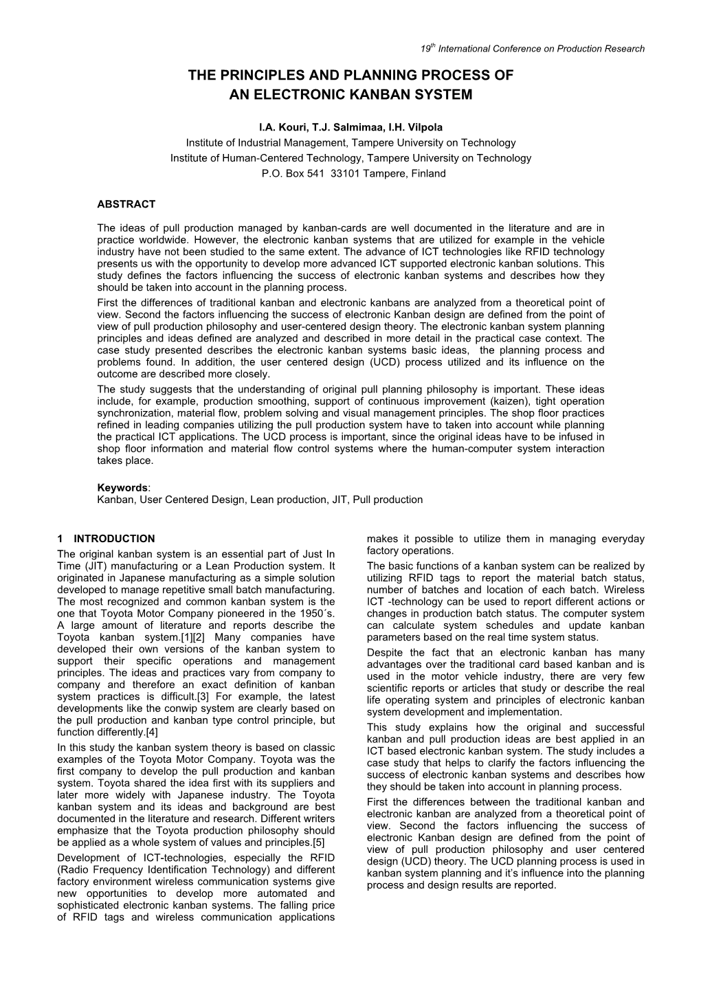 The Principles and Planning Process of an Electronic Kanban System