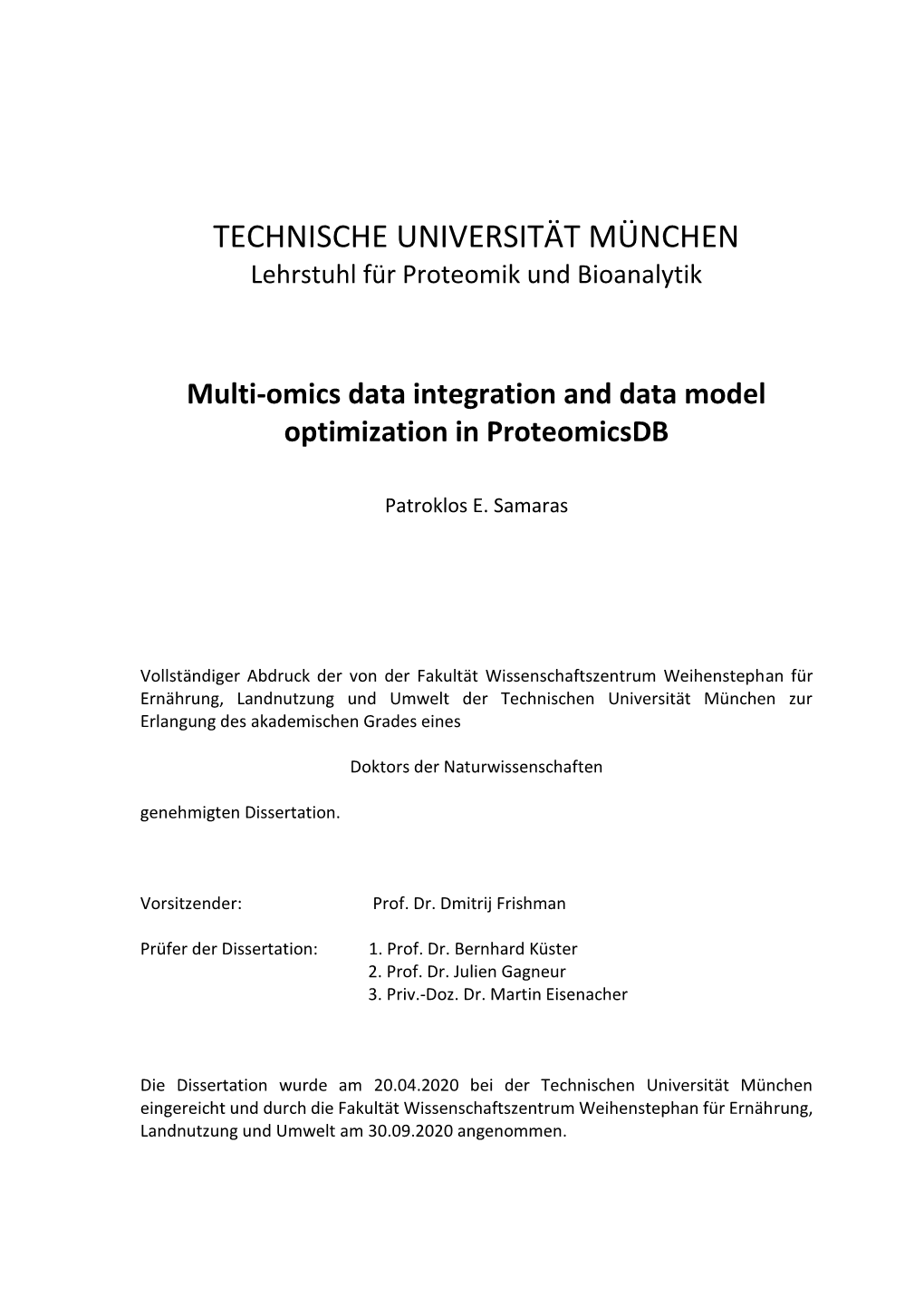 Multi-Omics Data Integration and Data Model Optimization in Proteomicsdb