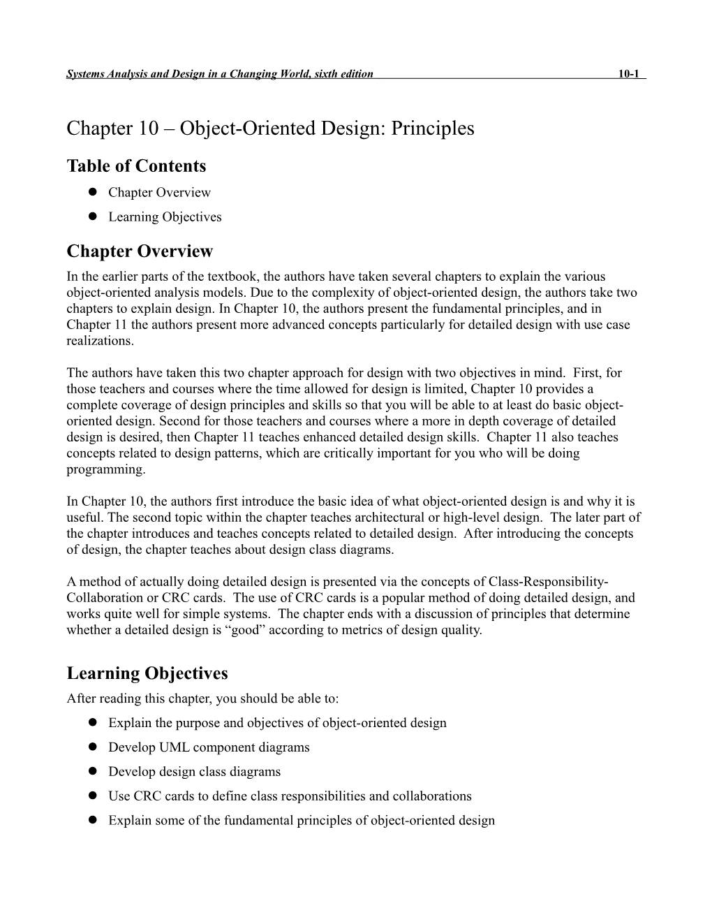 Chapter 10 Object-Oriented Design: Principles