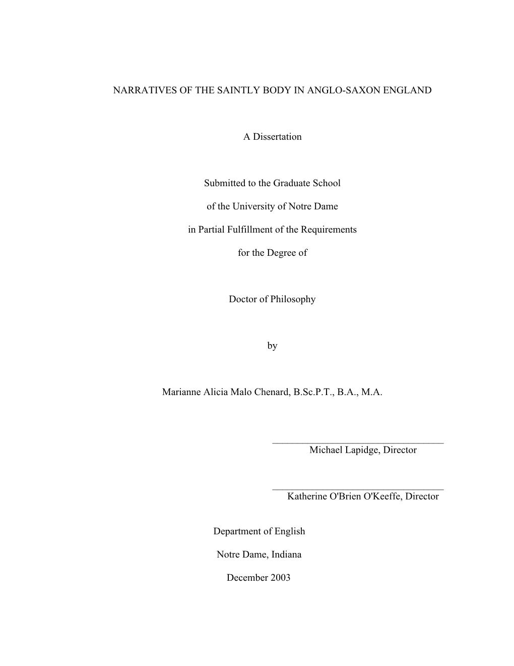 Narratives of the Saintly Body in Anglo-Saxon England