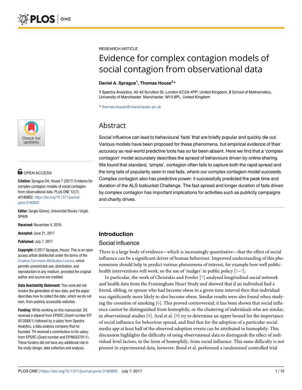 Evidence for Complex Contagion Models of Social Contagion from Observational Data