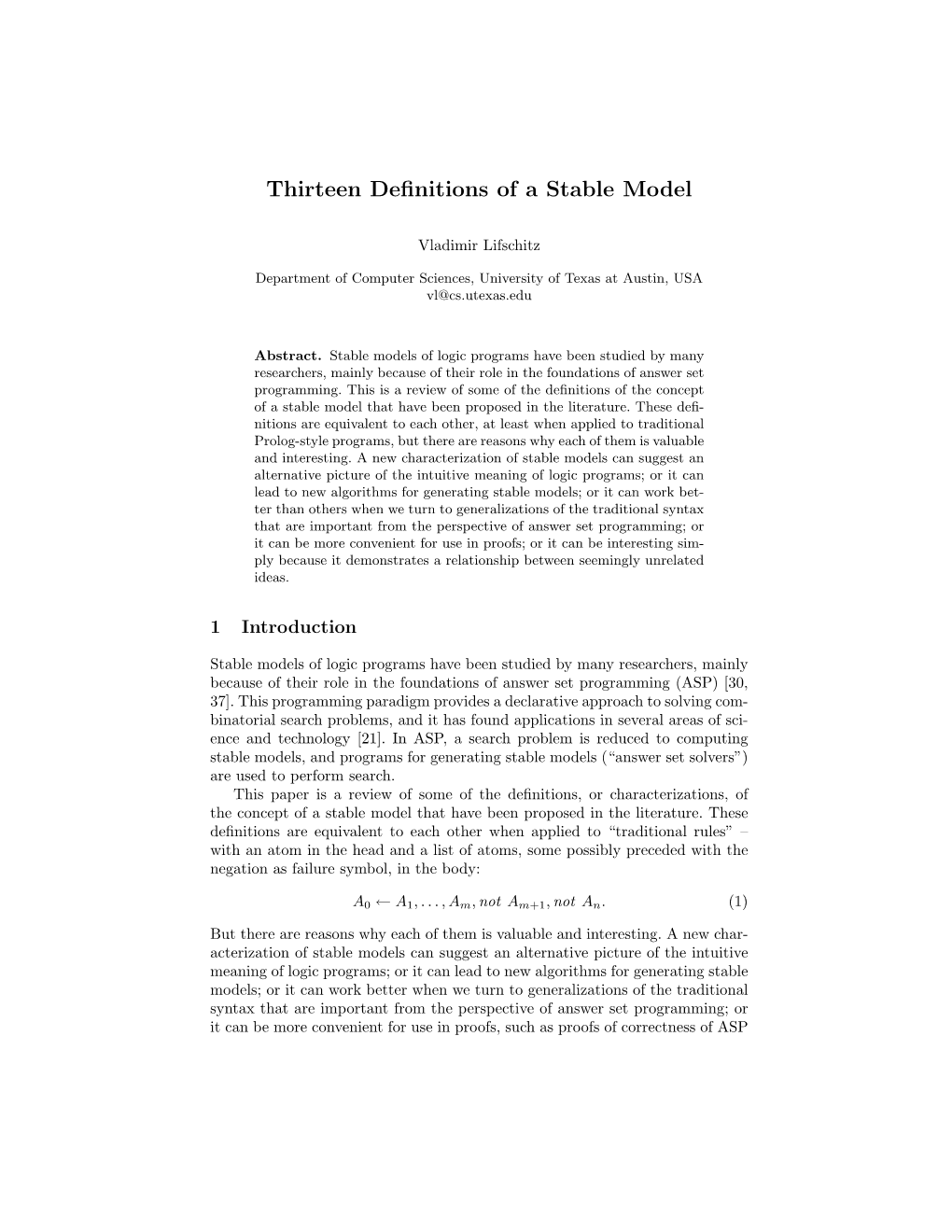 Thirteen Definitions of a Stable Model