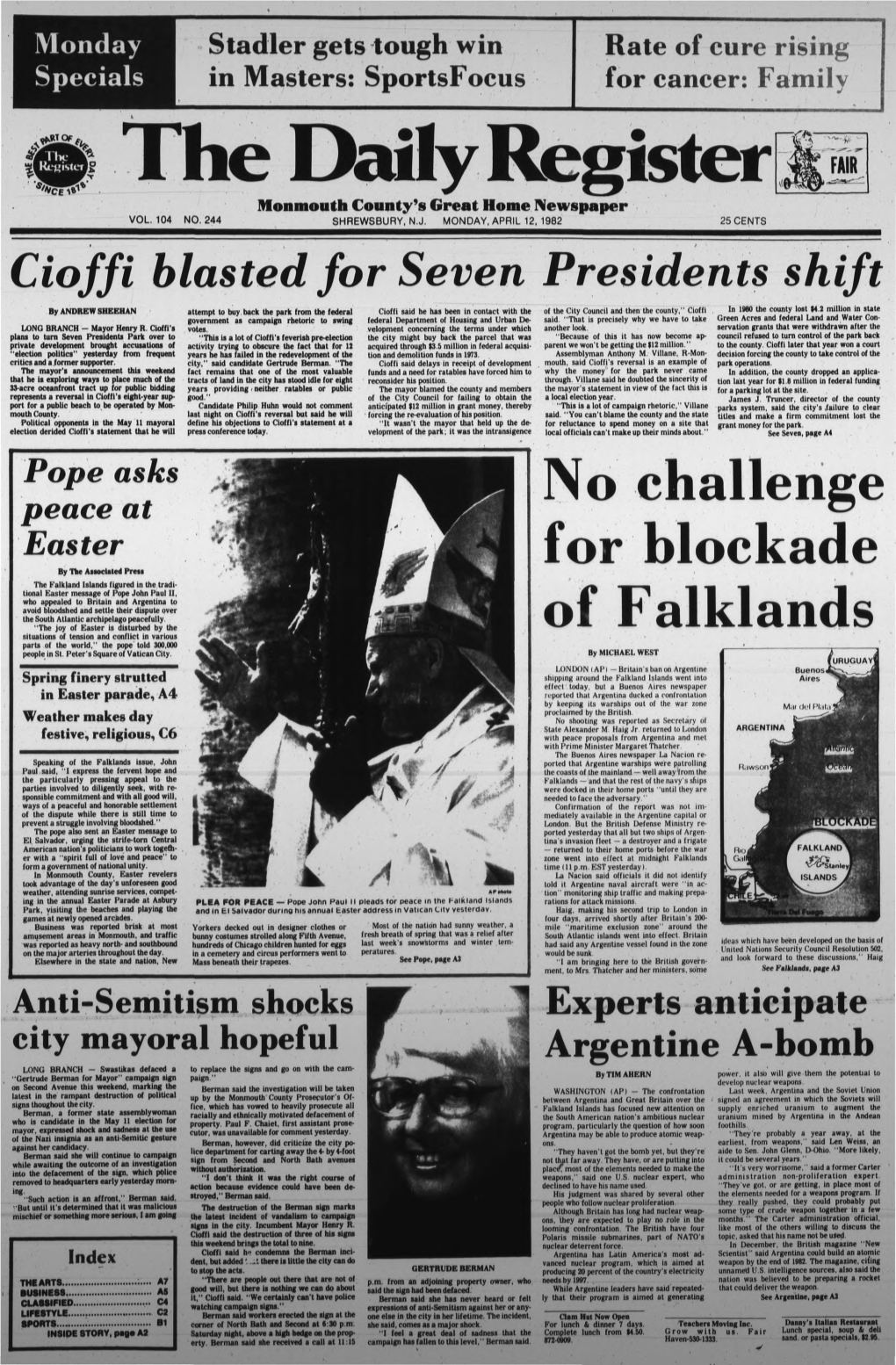 No Challenge for Blockade of Falklands