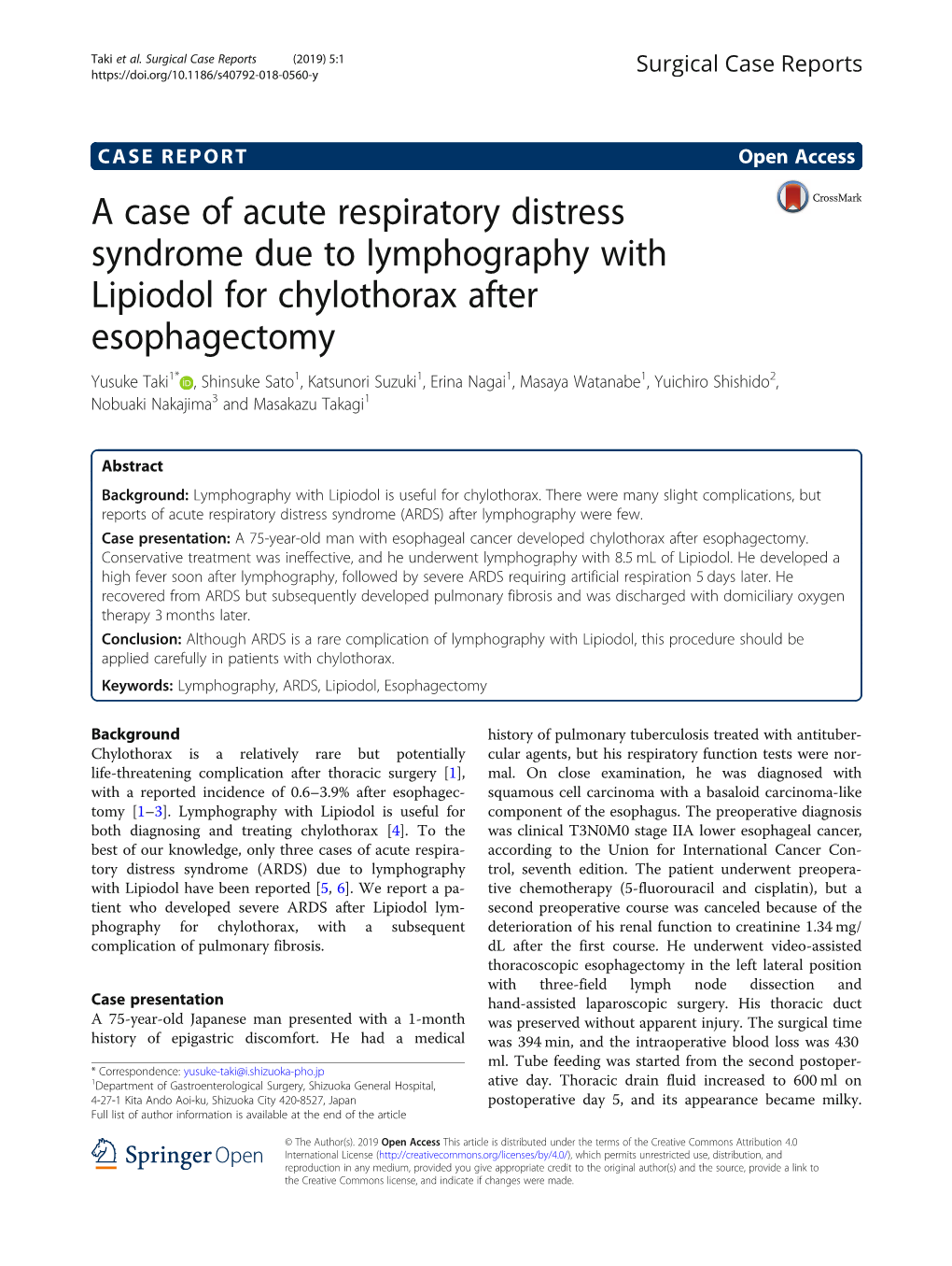 A Case of Acute Respiratory Distress Syndrome Due to Lymphography