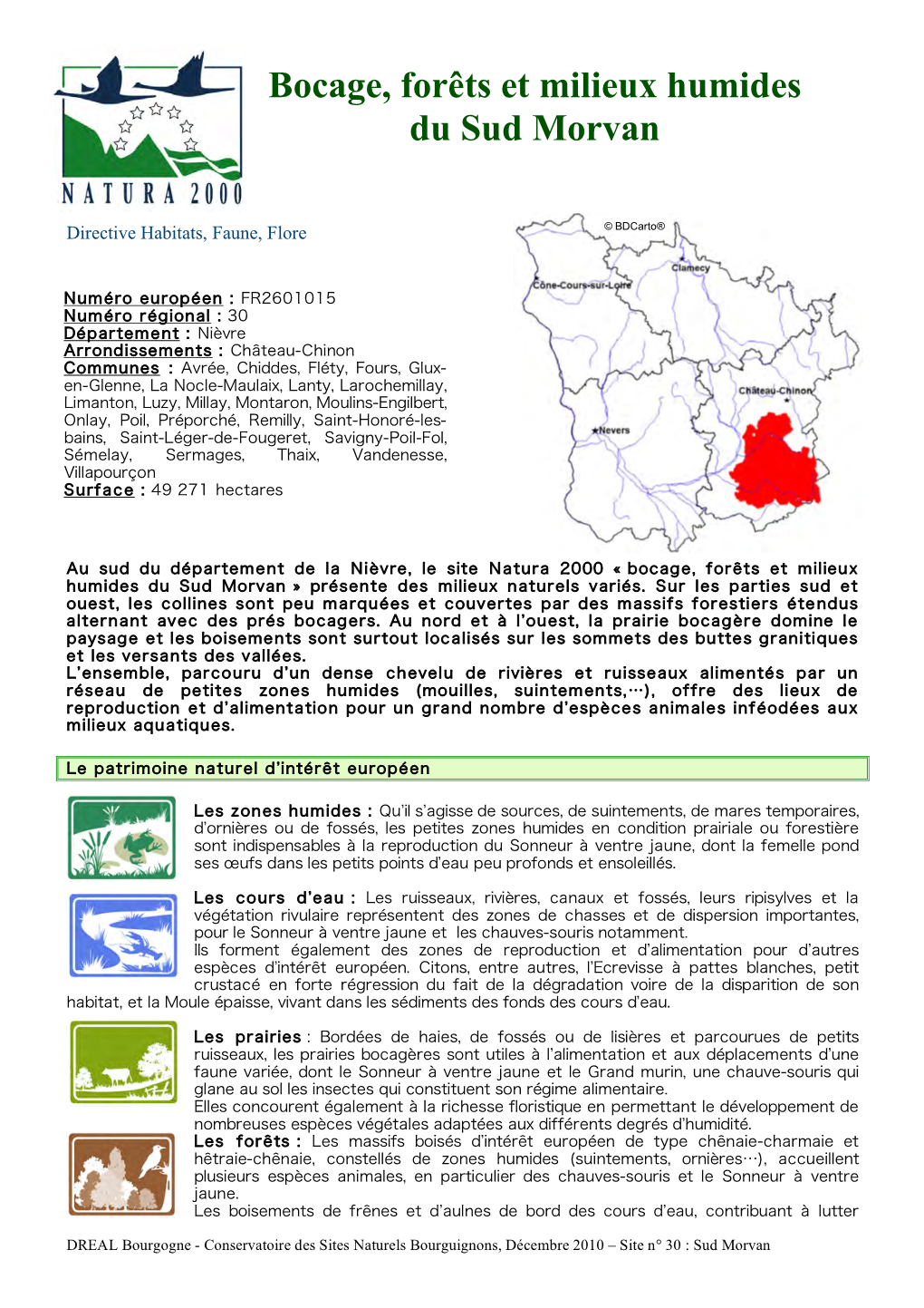 Bocage, Forêts Et Milieux Humides Du Sud Morvan » Présente Des Milieux Naturels Variés