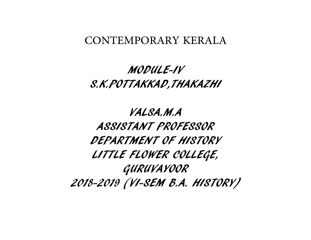 Contemporary Kerala