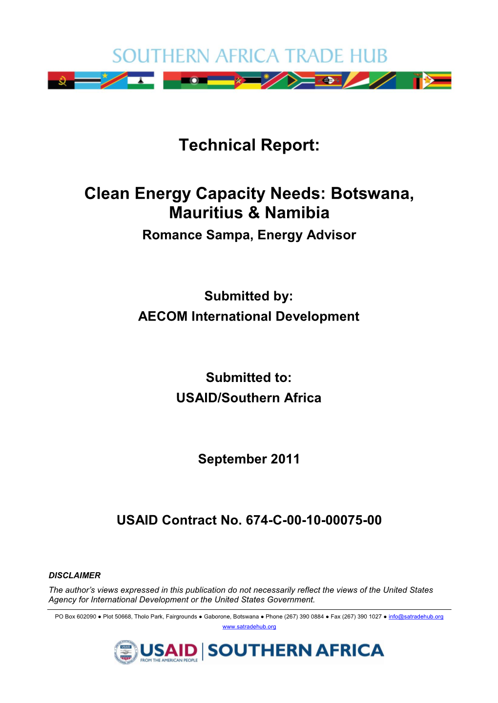 Clean Energy Capacity Needs: Botswana, Mauritius & Namibia