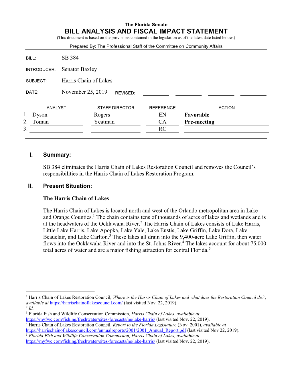 Bill Analysis and Fiscal Impact Statement