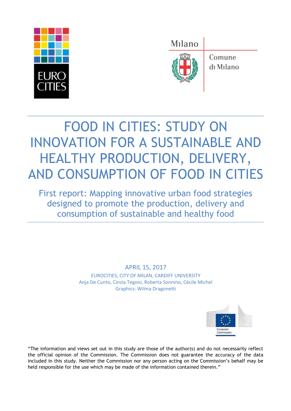 Food in Cities: Study on Innovation for a Sustainable and Healthy