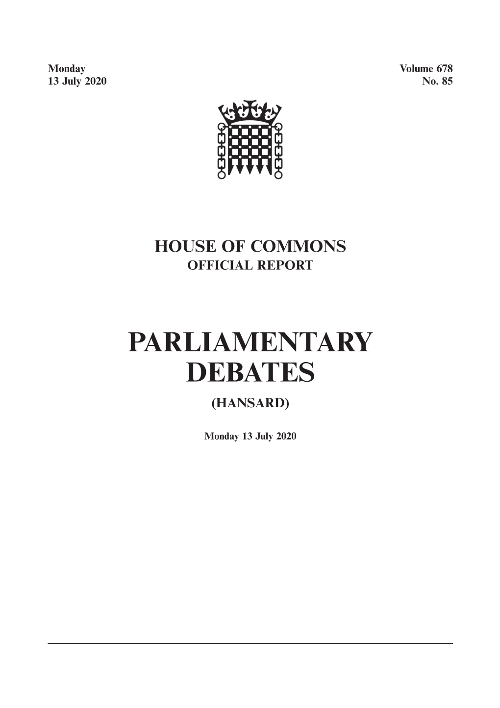 Whole Day Download the Hansard Record of the Entire Day in PDF Format. PDF File, 0.69