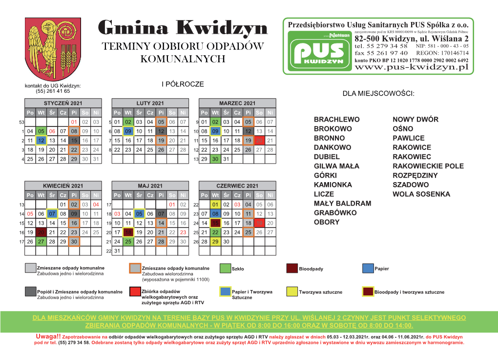 Gmina Kwidzyn Zarejestrowane Pod Nr KRS 0000140098 W Sądzie Rejonowym Gdańsk Północ 82-500 Kwidzyn, Ul