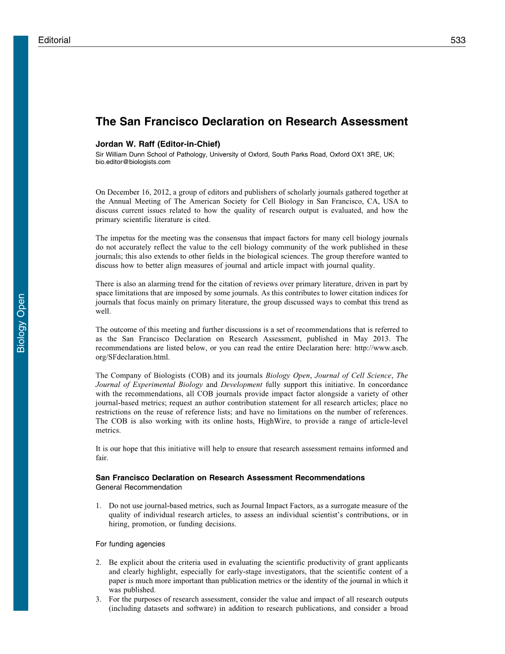 The San Francisco Declaration on Research Assessment