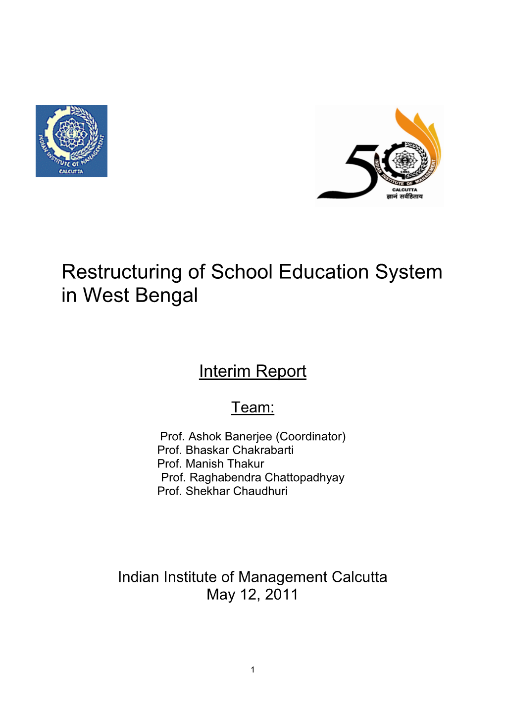 Restructuring of School Education System in West Bengal