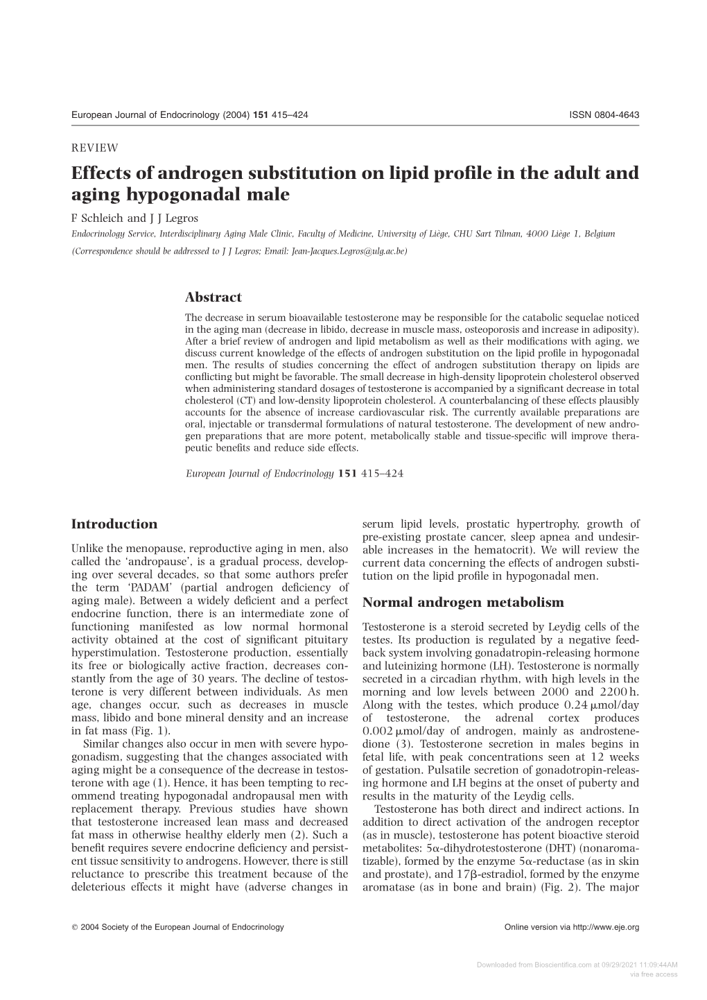 Effects of Androgen Substitution on Lipid Profile in the Adult and Aging