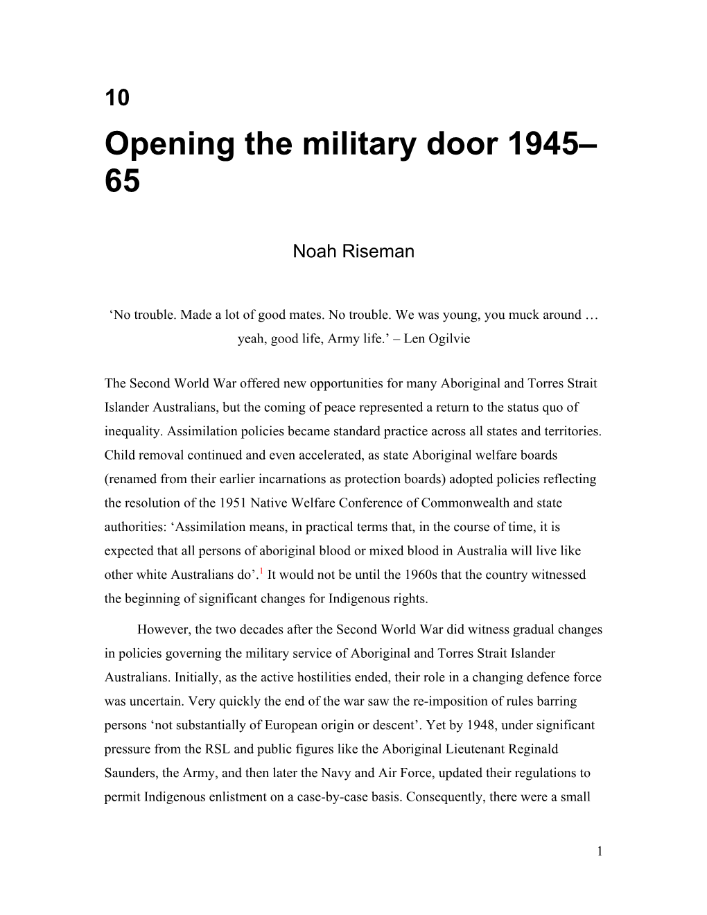 Opening the Military Door, 1945-65