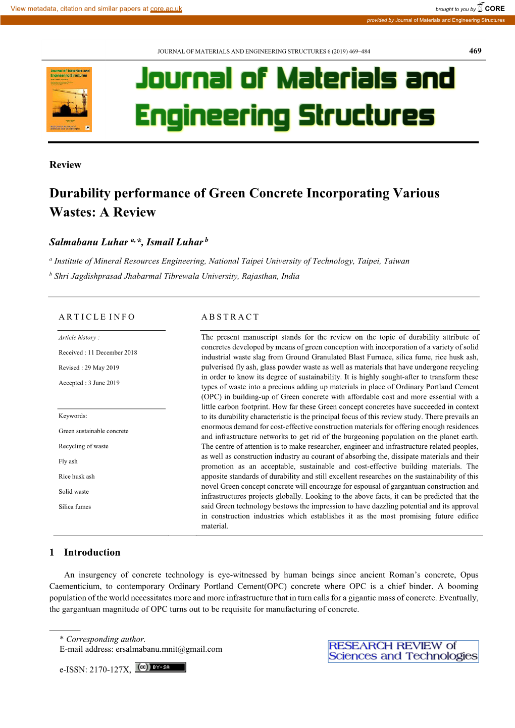 Durability Performance of Green Concrete Incorporating Various Wastes: a Review