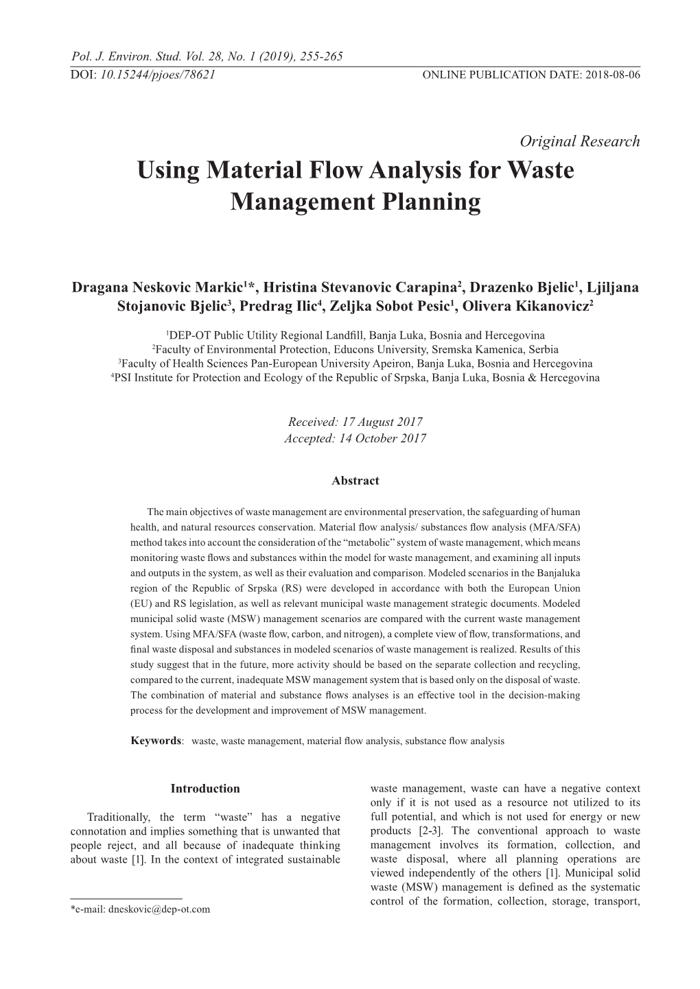 Using Material Flow Analysis for Waste Management Planning