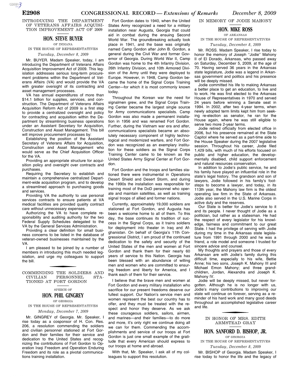 CONGRESSIONAL RECORD— Extensions of Remarks E2908 HON