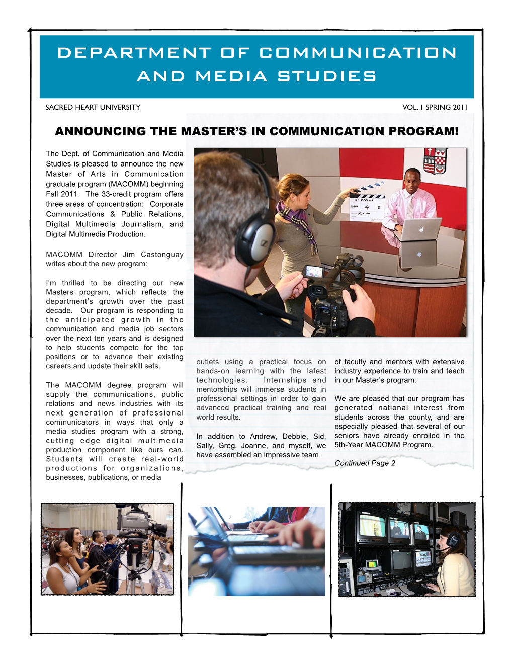 Communication and Media Studies Newsletter Volume 1, Spring