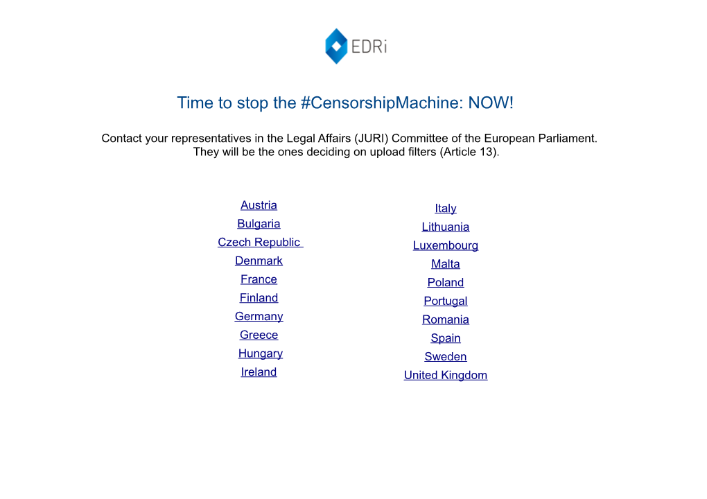 Time to Stop the #Censorshipmachine: NOW!