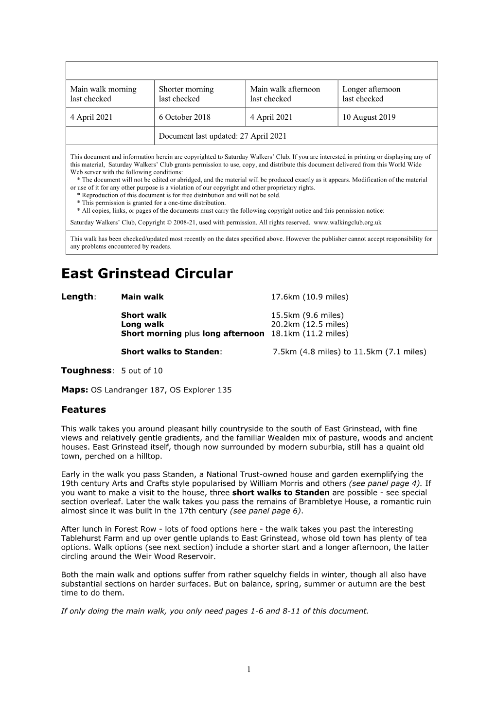 East Grinstead Circular Walk Directions
