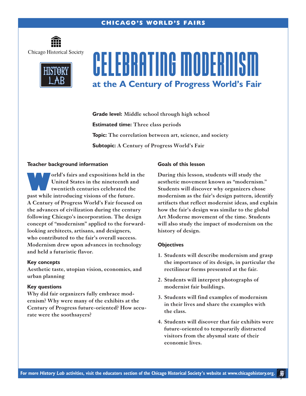 Celebrating Modernism at the a Century of Progress World's Fair