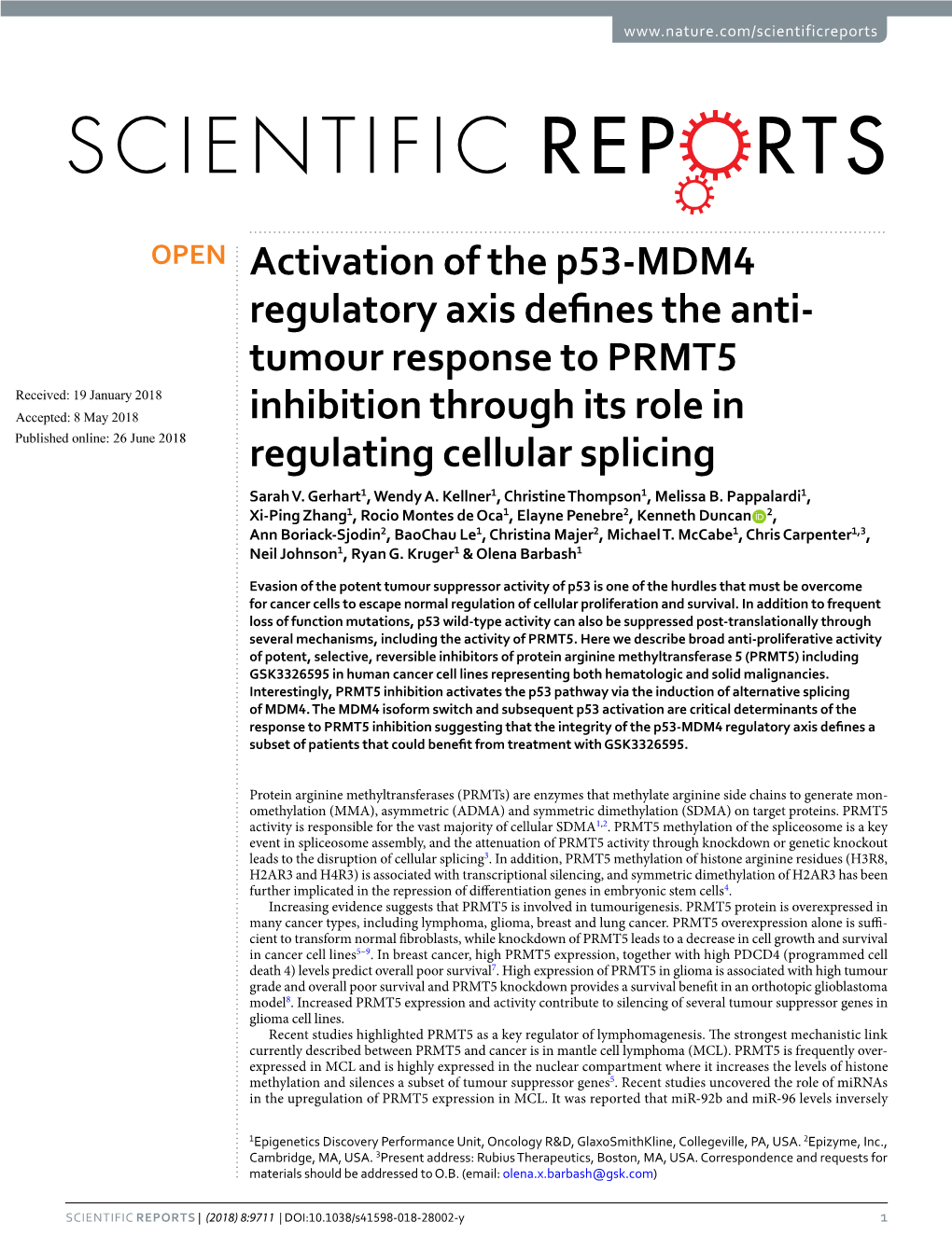 Activation of the P53-MDM4 Regulatory Axis Defines the Anti-Tumour