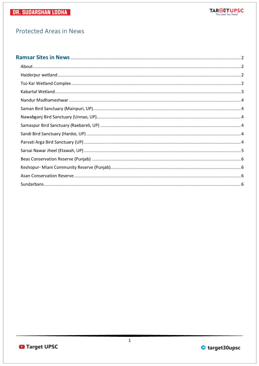 Protected Areas in News